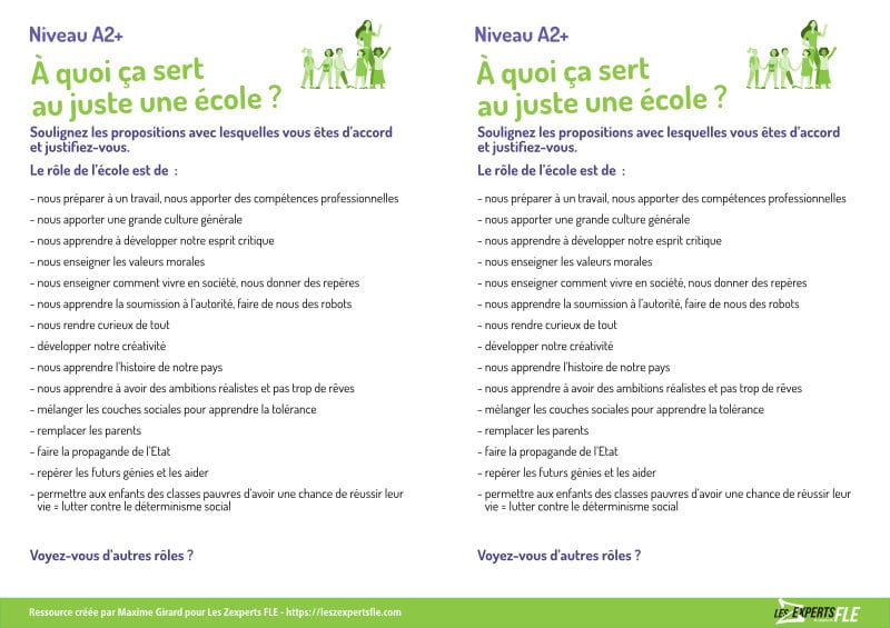 role ecole débat FLE