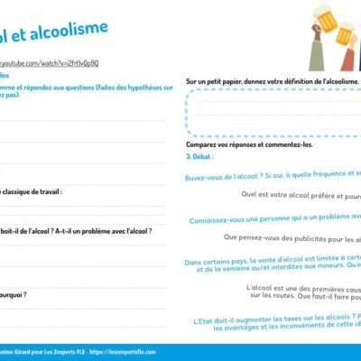 Alcool et alcoolisme: activité de débat pour le FLE