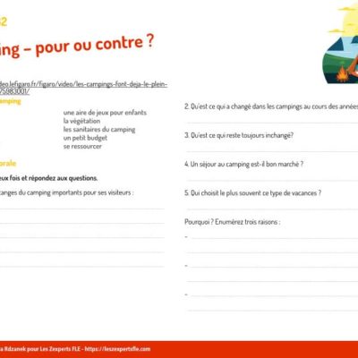 parler du camping au niveau B1 et B2