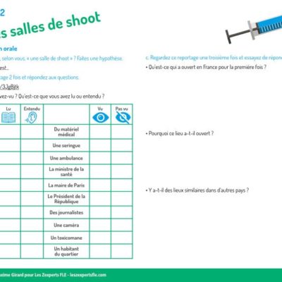 Parler de l'actualité en A1 : les salles de shoot