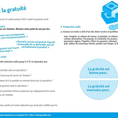 Parler de la gratuité, FLE