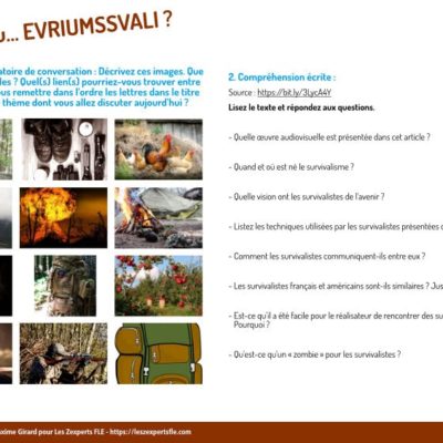 parler du survivalisme en se basant sur une websérie