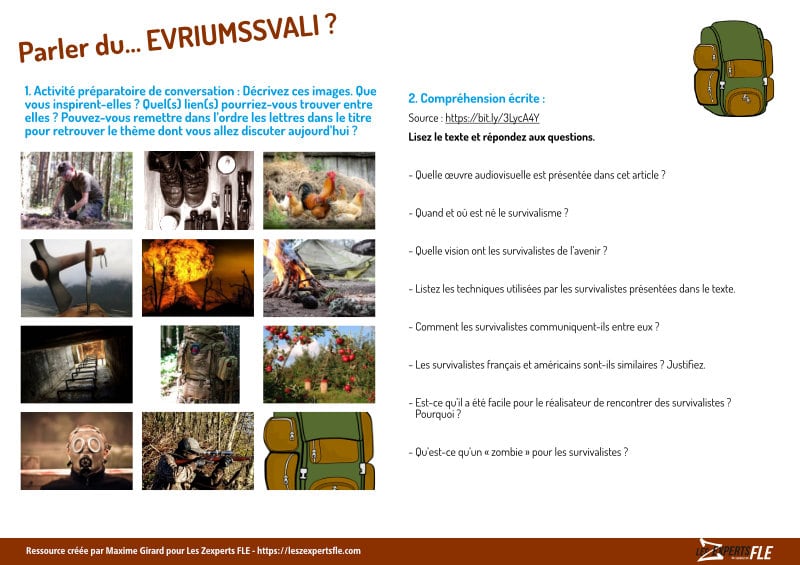parler du survivalisme en se basant sur une websérie