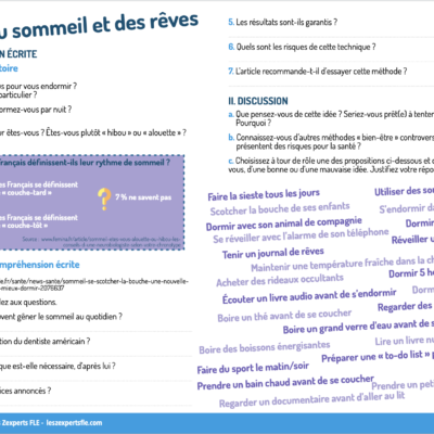 Parler du sommeil (B1 et +)
