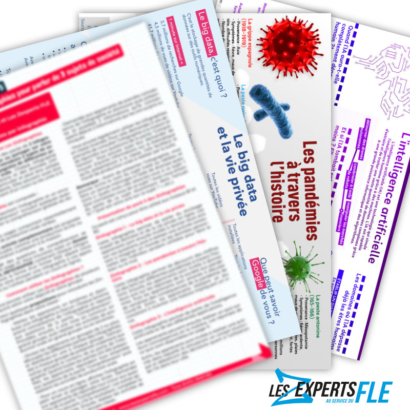 3 infographies FLE big data pandémies AI B1-B2