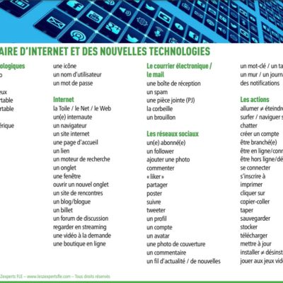 Liste de vocabulaire FLE - Internet et les nouvelles technologies