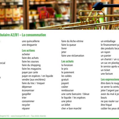 Liste de vocabulaire FLE - la consommation