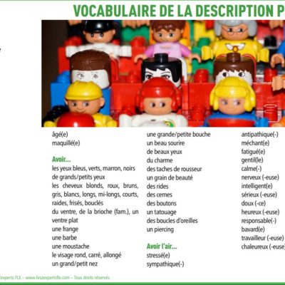 Liste de vocabulaire FLE - la description physique