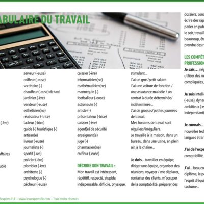 Liste de vocabulaire FLE - le travail