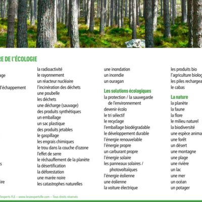 Liste de vocabulaire FLE - l'écologie
