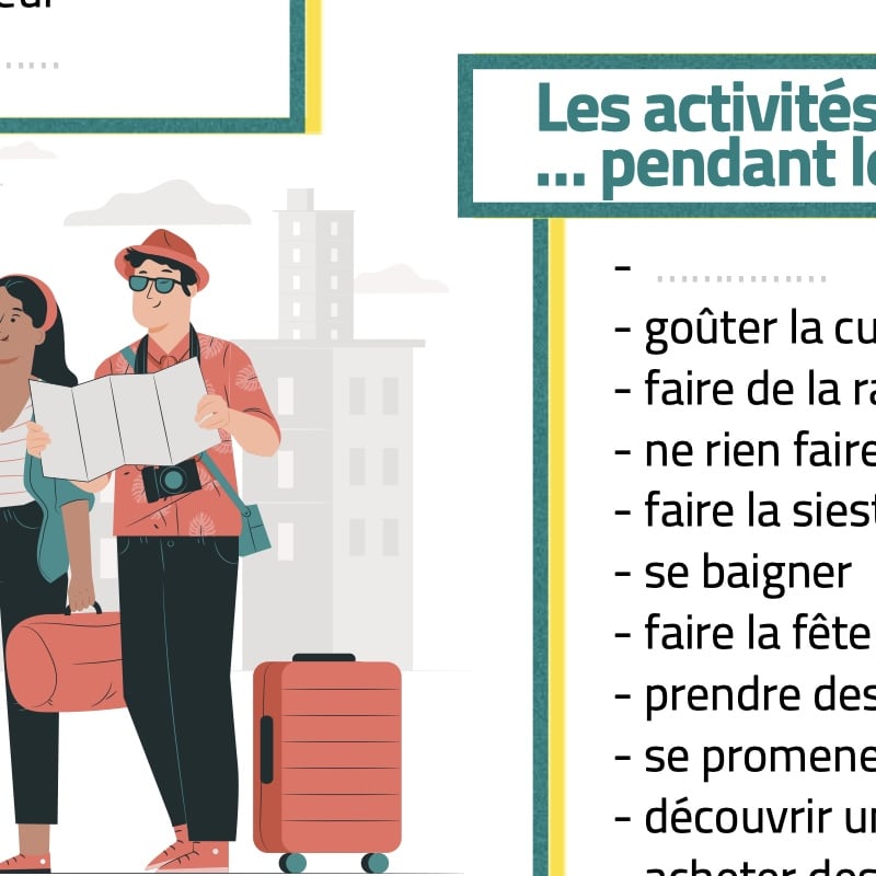 vocafiche fiche vocabulaire FLE tourisme A2