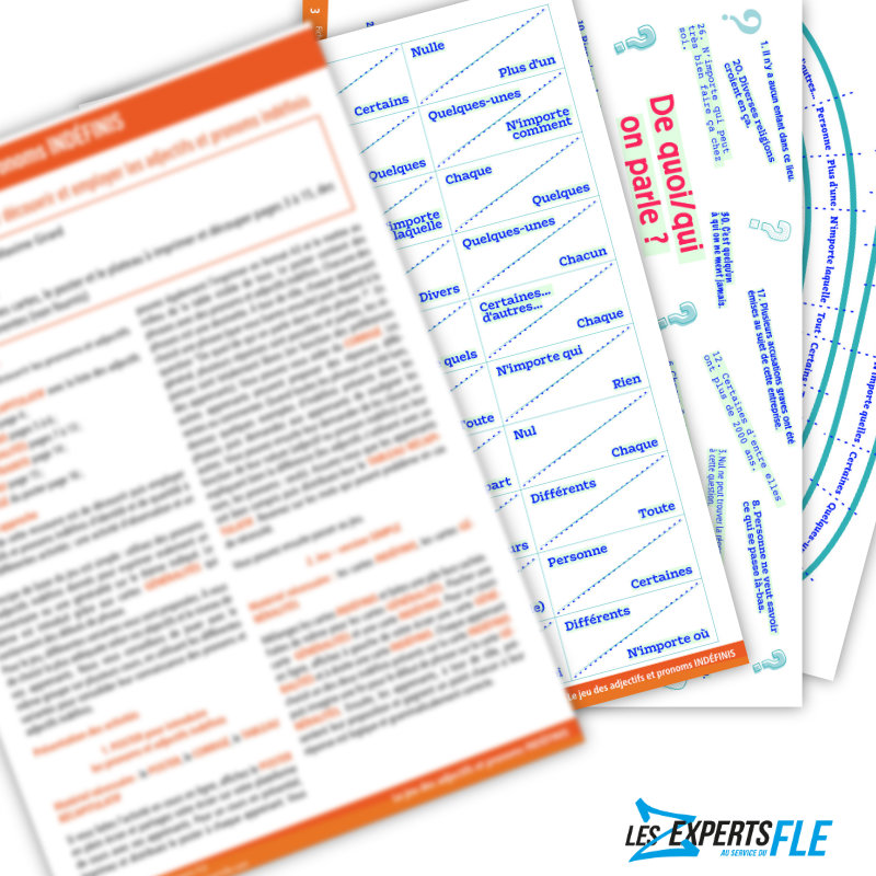 jeu adjectifs et pronoms indéfinis FLE