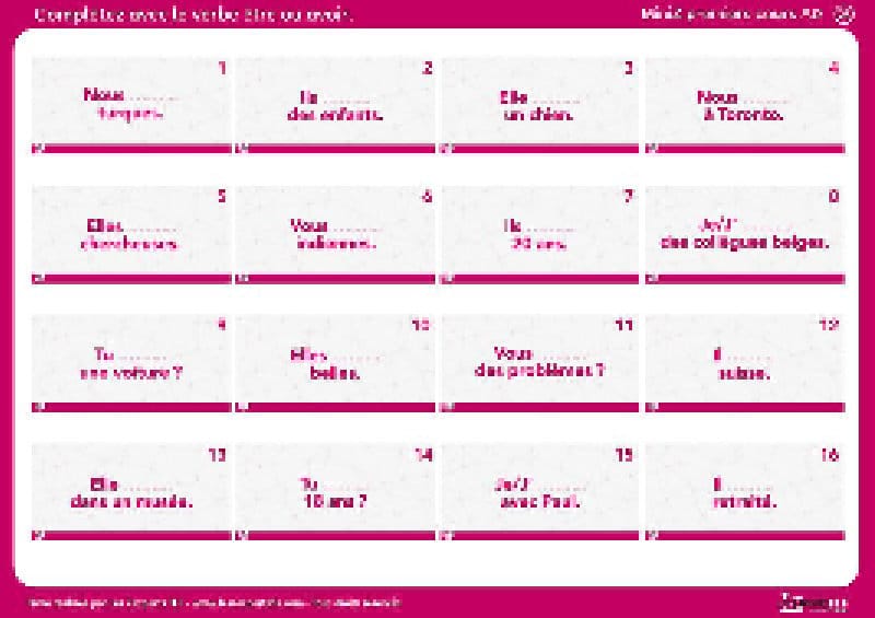 Activité pour débutants 23/35 : différencier être et avoir