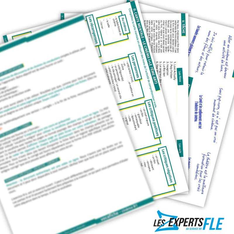 fiche vocabulaire FLE cinéma B1
