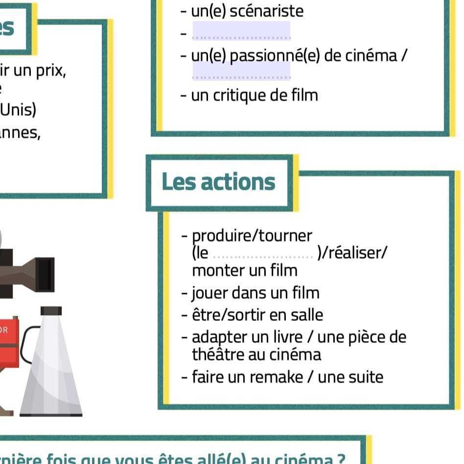 fiche vocabulaire FLE cinéma B1