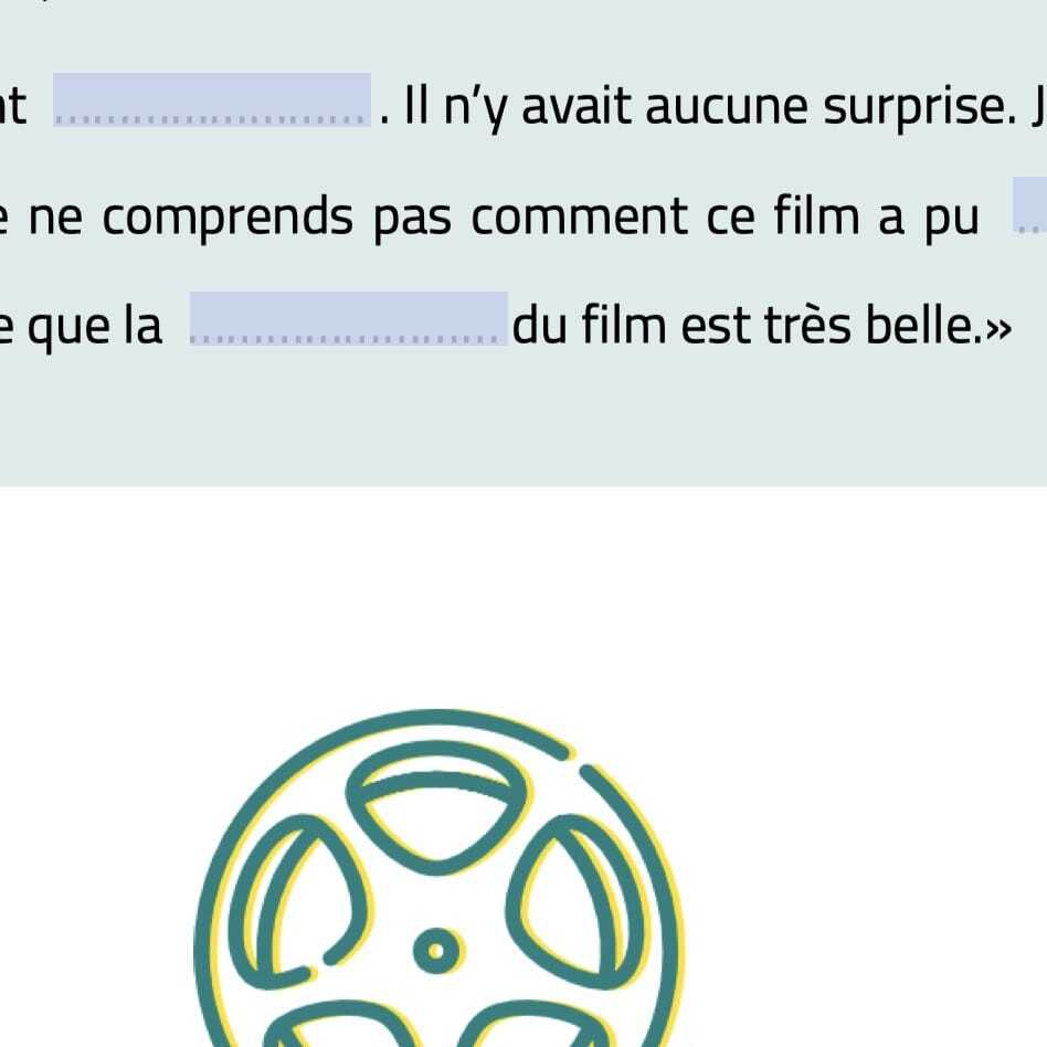 fiche vocabulaire FLE cinéma B1