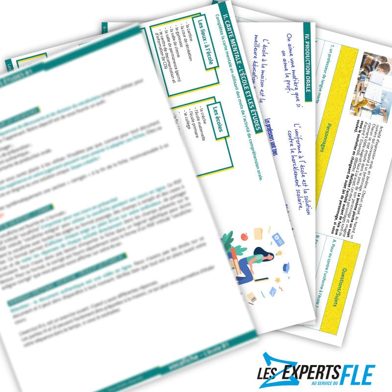 Fiche de vocabulaire FLE B1 : école – Image 2