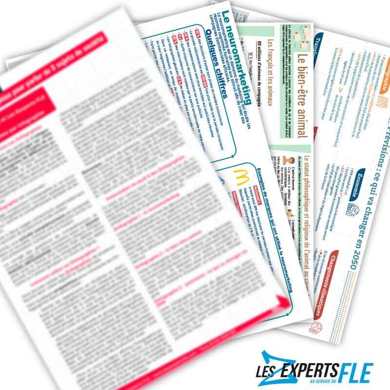 3 infographies FLE sur le neuromarketing, le bien-être animal et les prévisions pour 2050