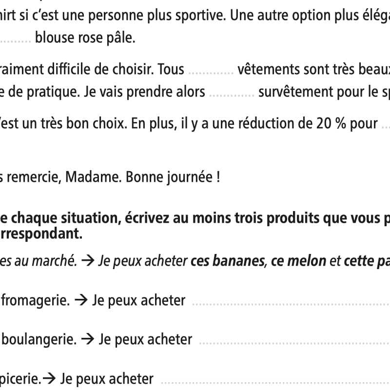 Fiche de grammaire : adjectifs démonstratifs A1