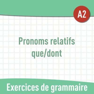 Pronoms relatifs QUE et DONT (A2) : exercices de grammaire en PDF